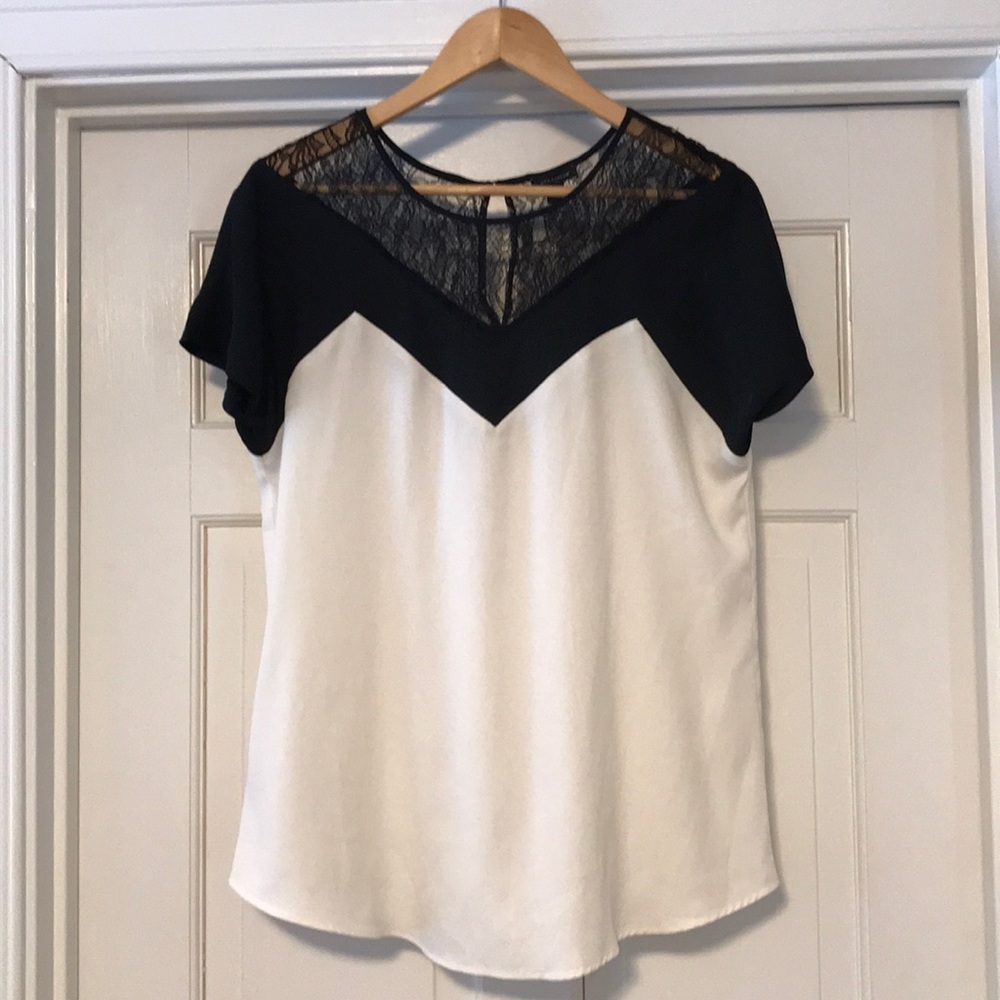 Black and White Top with Lace detail